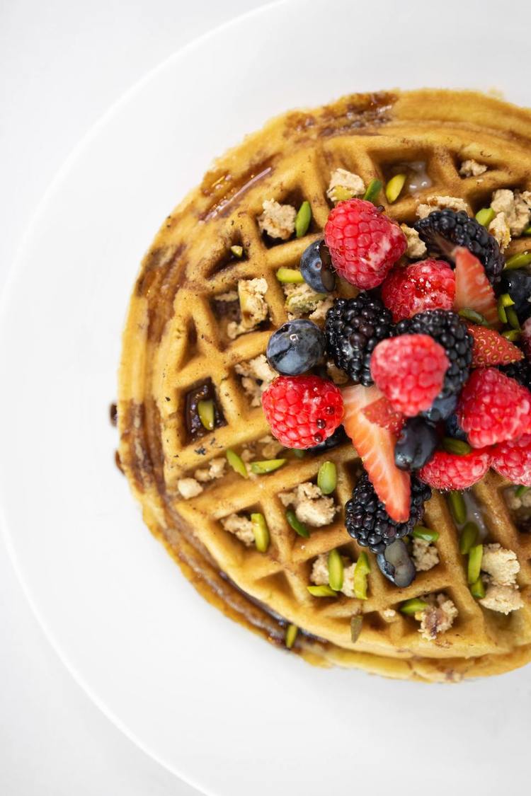 Pumpkin Spice Waffles with Mixed Berries - Waffle Recipe