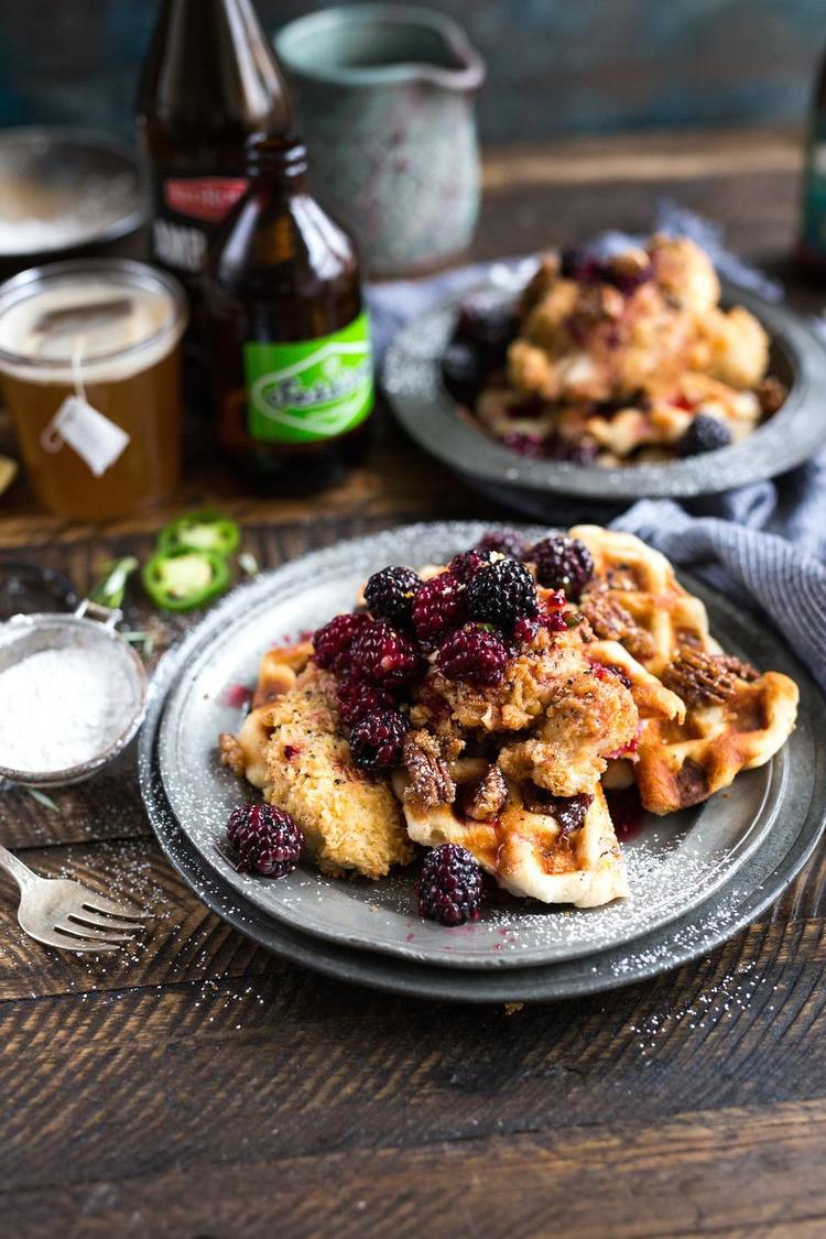 Chicken Waffles with Blackberries Recipe