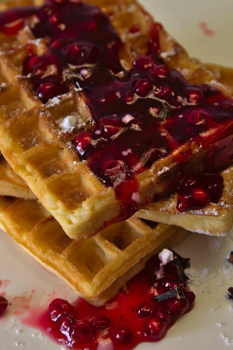 Waffles Recipe - Brussels Waffles with Wild Lingonberry Jam