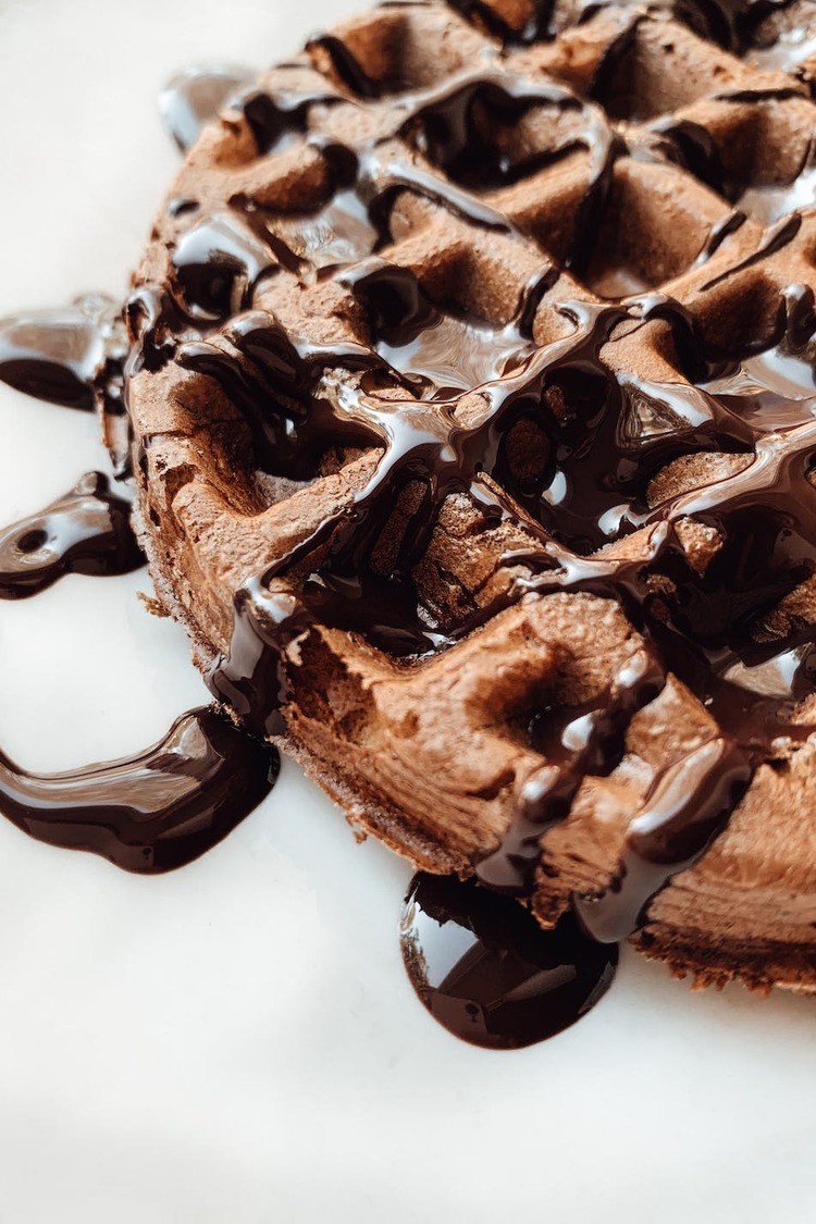 Chocolate Waffles with Chocolate Syrup