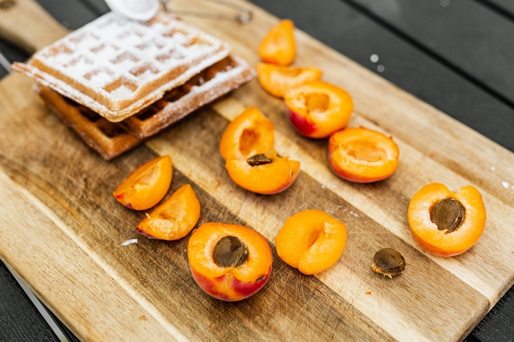 Waffle Recipe - Apricot Waffles with Powdered Sugar