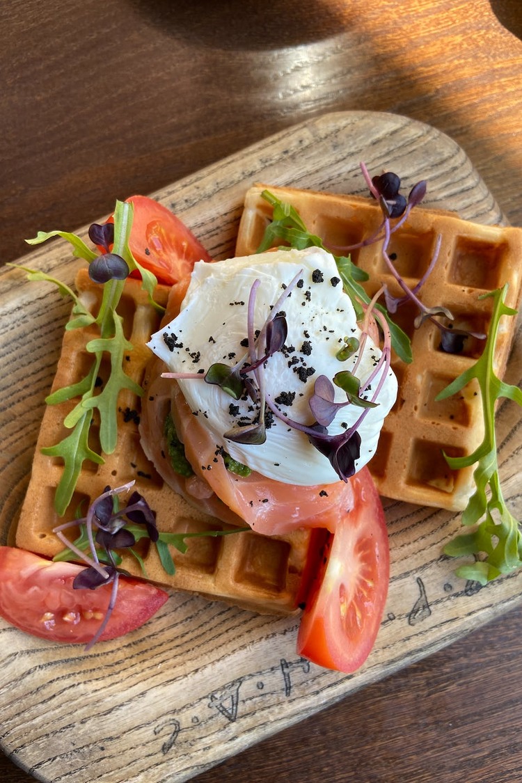 Waffles Recipe - Square Waffles with Sour Cream and Tomatoes