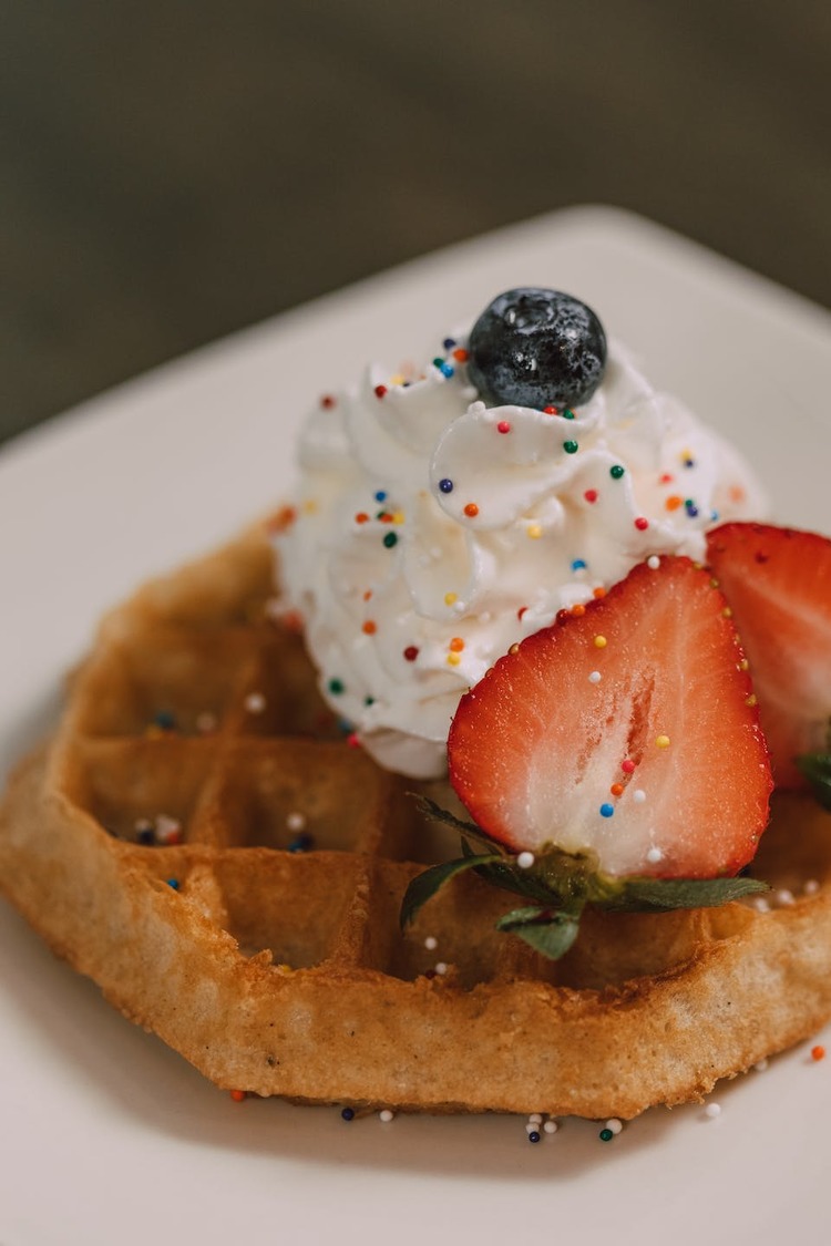 Waffles Recipe - Birthday Waffles with Whipped Cream and Sprinkles