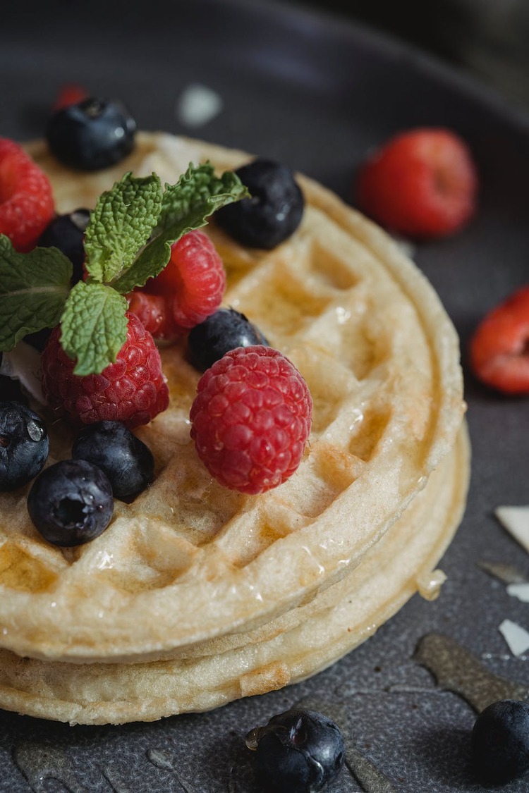 Fresh Waffles with Raspberries and Blueberries Recipe