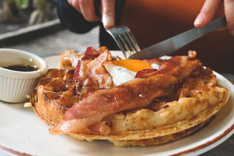 Waffles with Fried Eggs and Bacon - Waffle Recipe
